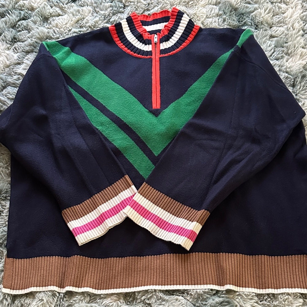 Maeve Colorful Chevron Zip-Up Sweater